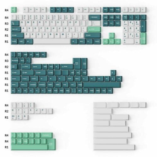 Cherry Profile Double-Shot PBT Full Set Keycaps - White Mint